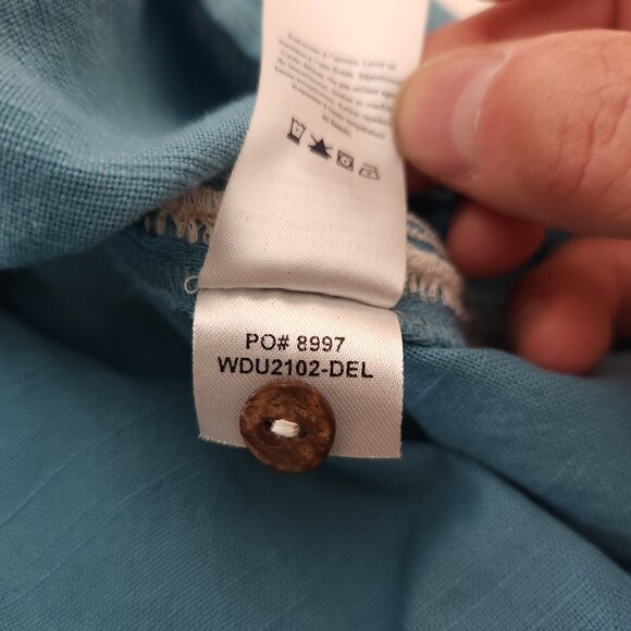 Faherty Jetty Shift Dress 100% Organic Cotton Embroidered Delphinium Medium Boho - Picture 11 of 13